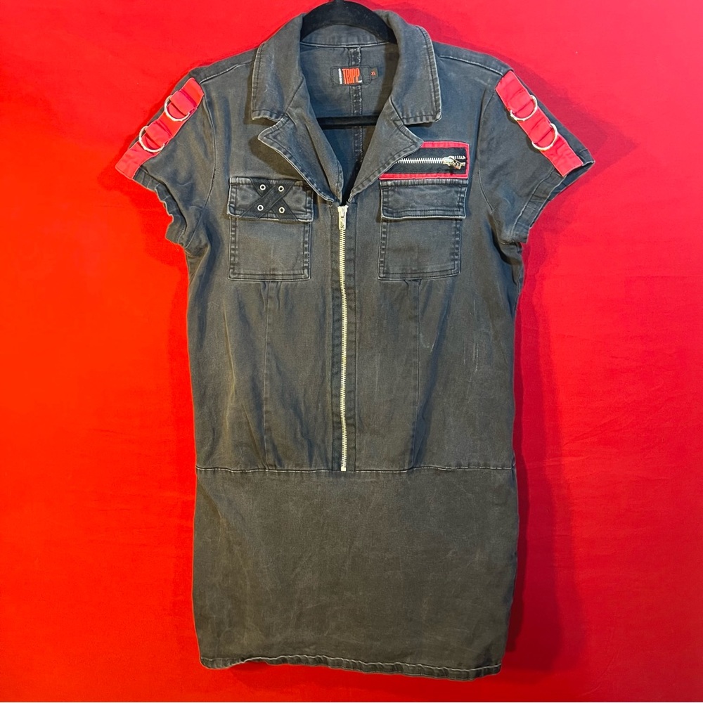 Tripp NYC 90's Vintage Military Style Red and Black Dress
